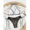 imageSHENHE Womens 2 Piece Swimsuits Denim Print Halter String Triangle Tie Side Bikini SetBlack