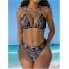 imageSHENHE Womens 2 Piece Swimsuits Denim Print Halter String Triangle Tie Side Bikini SetBlack