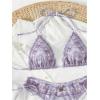 imageSHENHE Womens 2 Piece Swimsuits Denim Print Halter String Triangle Tie Side Bikini SetPurple