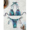 imageSHENHE Womens 2 Piece Swimsuits Halter Tie Side Patchwork Bikini Set Boho Bathing SuitBlue
