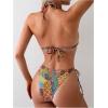 imageSHENHE Womens 2 Piece Swimsuits Halter Tie Side Patchwork Bikini Set Boho Bathing SuitMulticolor