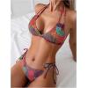 imageSHENHE Womens 2 Piece Swimsuits Halter Tie Side Patchwork Bikini Set Boho Bathing SuitMulticolor a