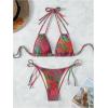 imageSHENHE Womens 2 Piece Swimsuits Halter Tie Side Patchwork Bikini Set Boho Bathing SuitMulticolor a