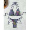 imageSHENHE Womens 2 Piece Swimsuits Halter Tie Side Patchwork Bikini Set Boho Bathing SuitPurple