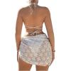 imageSHENHE Womens 3 Piece Floral Lace Criss Cross Halter Triangle Bikini Set with Sarong Cover UpsWhite