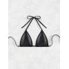 imageSHENHE Womens Mesh Halter Triangle Bikini Top Tie Back Bathing Suit Top Swimwear Black Medium