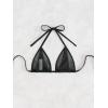 imageSHENHE Womens Mesh Halter Triangle Bikini Top Tie Back Bathing Suit Top Swimwear Black Medium