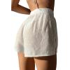 imageSHENHE Womens See Through Coverups Elastic Waist Vacation Beachwear ShortsWhite