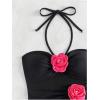 imageSHENHE Womens Sexy One Piece Cut Out Halter Bathing Suit 3D Flower Rosette Swimsuit Black Medium