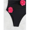 imageSHENHE Womens Sexy One Piece Cut Out Halter Bathing Suit 3D Flower Rosette Swimsuit Black Medium