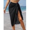 imageSHENHE Womens Sheer Mesh Twist Pom Pom Swim Coverups Split Thigh Wrap Beach Midi SkirtsBlack
