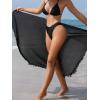 imageSHENHE Womens Sheer Mesh Twist Pom Pom Swim Coverups Split Thigh Wrap Beach Midi SkirtsBlack