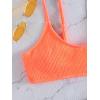 imageSHENHE Womens Smocked Backless Spaghetti Strap Padded Swimsuit Bathing Suit Bikini TopsCoral Orange