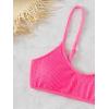 imageSHENHE Womens Smocked Backless Spaghetti Strap Padded Swimsuit Bathing Suit Bikini TopsHot Pink