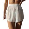 imageSHENHE Womens See Through Coverups Elastic Waist Vacation Beachwear ShortsWhite