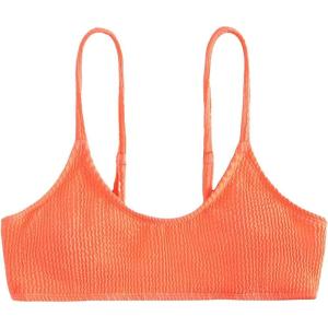imageSHENHE Womens Smocked Backless Spaghetti Strap Padded Swimsuit Bathing Suit Bikini TopsCoral Orange