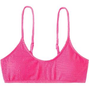 imageSHENHE Womens Smocked Backless Spaghetti Strap Padded Swimsuit Bathing Suit Bikini TopsHot Pink