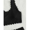imageSHENHE Girls Scallop Trim Scoop Neck Sleeveless Solid 2 Piece Bikini SwimsuitsBlack