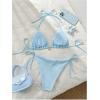 imageSHENHE Womens 2 Piece Halter Triangle Swimsuit Textured Tie Side Triangle Bikini Bathing SuitFlower Light Blue