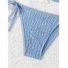 imageSHENHE Womens 2 Piece Halter Triangle Swimsuit Textured Tie Side Triangle Bikini Bathing SuitHaze Blue
