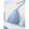 imageSHENHE Womens 2 Piece Halter Triangle Swimsuit Textured Tie Side Triangle Bikini Bathing SuitHaze Blue