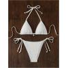 imageSHENHE Womens 2 Piece Halter Triangle Swimsuit Textured Tie Side Triangle Bikini Bathing SuitWhite