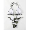 imageSHENHE Womens 2 Piece Swimsuit Camo Print Tie Backless Halter Triangle Bikini SetGreen