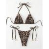 imageSHENHE Womens 2 Piece Swimsuit Halter Tie Side High Cut Sexy Triangle Bikini SetLeopard Print Brown
