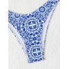 imageSHENHE Womens Floral Bandeau Bikini Set O Ring High Cut Strapless 2 Piece SwimsuitBlue and White