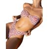 imageSHENHE Womens Floral Bandeau Bikini Set O Ring High Cut Strapless 2 Piece SwimsuitRed and White