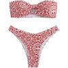 imageSHENHE Womens Floral Bandeau Bikini Set O Ring High Cut Strapless 2 Piece SwimsuitRed and White