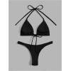 imageSHENHE Womens Halter Swimsuits 2 Piece Triangle High Cut Cheeky Thong Bikini Set Bathing SuitBlack