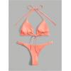 imageSHENHE Womens Halter Swimsuits 2 Piece Triangle High Cut Cheeky Thong Bikini Set Bathing SuitCoral Pink