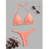 imageSHENHE Womens Halter Swimsuits 2 Piece Triangle High Cut Cheeky Thong Bikini Set Bathing SuitCoral Pink