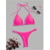 imageSHENHE Womens Halter Swimsuits 2 Piece Triangle High Cut Cheeky Thong Bikini Set Bathing SuitDark Pink