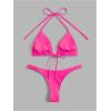 imageSHENHE Womens Halter Swimsuits 2 Piece Triangle High Cut Cheeky Thong Bikini Set Bathing SuitDark Pink