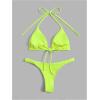 imageSHENHE Womens Halter Swimsuits 2 Piece Triangle High Cut Cheeky Thong Bikini Set Bathing SuitLime Green