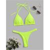 imageSHENHE Womens Halter Swimsuits 2 Piece Triangle High Cut Cheeky Thong Bikini Set Bathing SuitLime Green