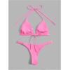 imageSHENHE Womens Halter Swimsuits 2 Piece Triangle High Cut Cheeky Thong Bikini Set Bathing SuitPink
