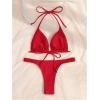 imageSHENHE Womens Halter Swimsuits 2 Piece Triangle High Cut Cheeky Thong Bikini Set Bathing SuitRed