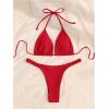 imageSHENHE Womens Halter Swimsuits 2 Piece Triangle High Cut Cheeky Thong Bikini Set Bathing SuitRed