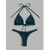 imageSHENHE Womens Halter Swimsuits 2 Piece Triangle High Cut Cheeky Thong Bikini Set Bathing SuitTeal Blue