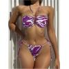 imageSHENHE Womens Halter Swimsuits Cut Out Tie Sexy String Bikini 2 Piece Tube Bathing SuitPurple