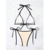 imageSHENHE Womens Sexy Bikini Sets Ring Triangle Tie Bathing Suits 2 Piece SwimsuitsApricot and Black