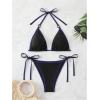 imageSHENHE Womens Sexy Bikini Sets Ring Triangle Tie Bathing Suits 2 Piece SwimsuitsBlack and Blue