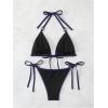 imageSHENHE Womens Sexy Bikini Sets Ring Triangle Tie Bathing Suits 2 Piece SwimsuitsBlack and Blue