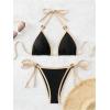 imageSHENHE Womens Sexy Bikini Sets Ring Triangle Tie Bathing Suits 2 Piece SwimsuitsBlack and Khaki