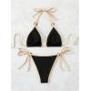 imageSHENHE Womens Sexy Bikini Sets Ring Triangle Tie Bathing Suits 2 Piece SwimsuitsBlack and Khaki
