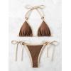 imageSHENHE Womens Sexy Bikini Sets Ring Triangle Tie Bathing Suits 2 Piece SwimsuitsCoffee Brown