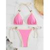 imageSHENHE Womens Sexy Bikini Sets Ring Triangle Tie Bathing Suits 2 Piece SwimsuitsContrast Binding Pink